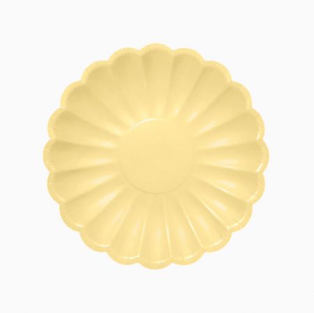 6 assiettes jaune "fleur" - 23 cm