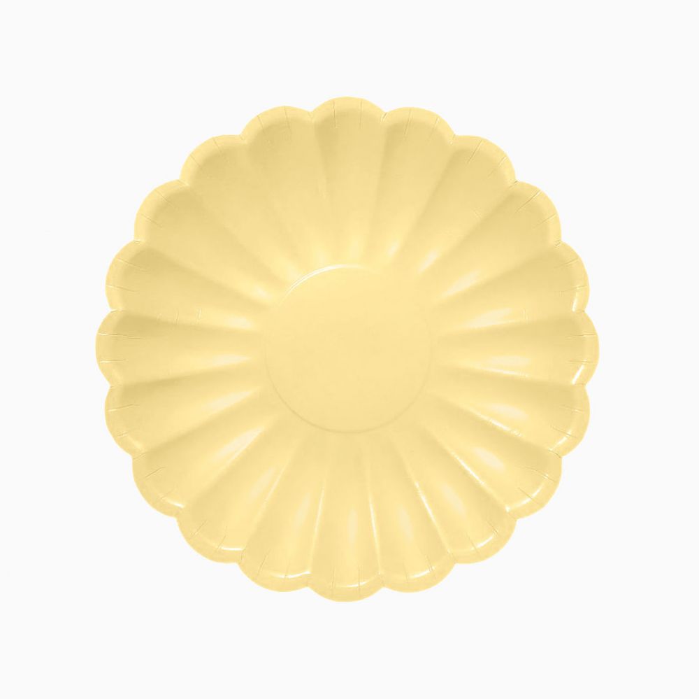 6 assiettes jaune "fleur" - 23 cm