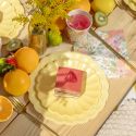 6 assiettes jaune "fleur" - 23 cm