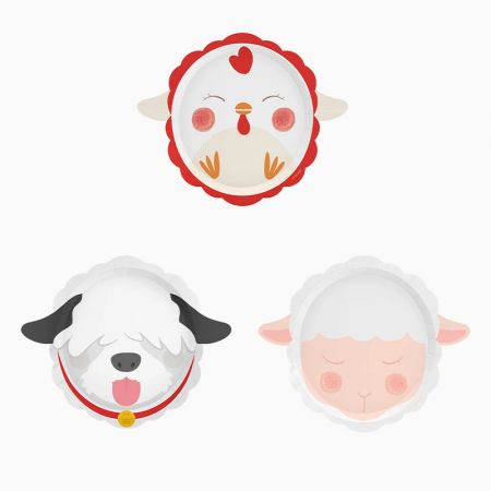 6 assiettes "animaux de la ferme" - 27 cm