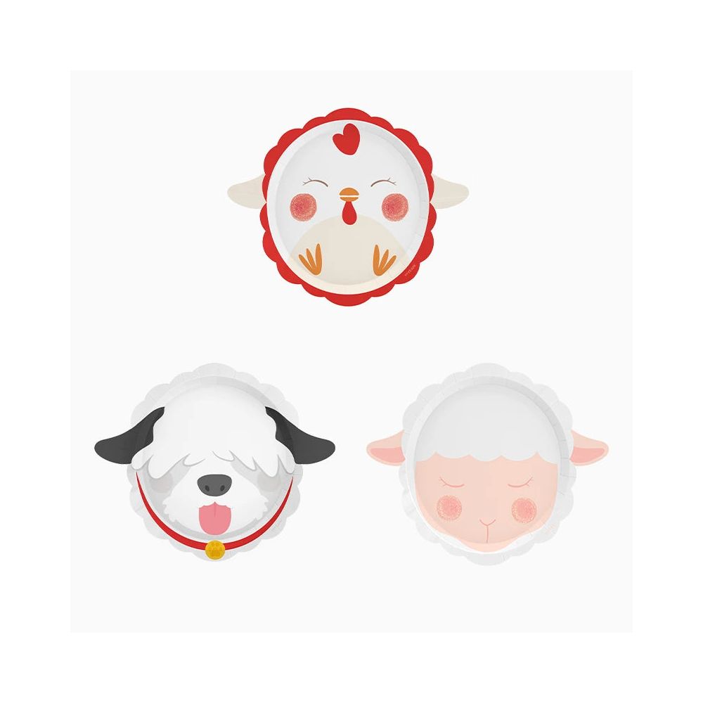 6 assiettes "animaux de la ferme" - 27 cm