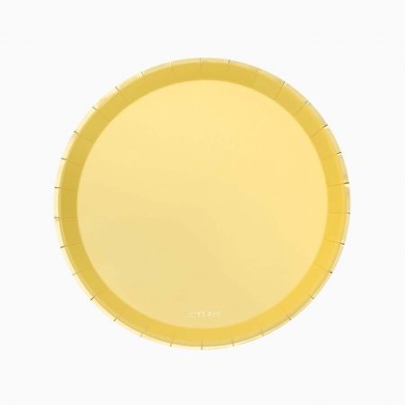 8 assiettes jaune"liseret doré" - 20,5 cm