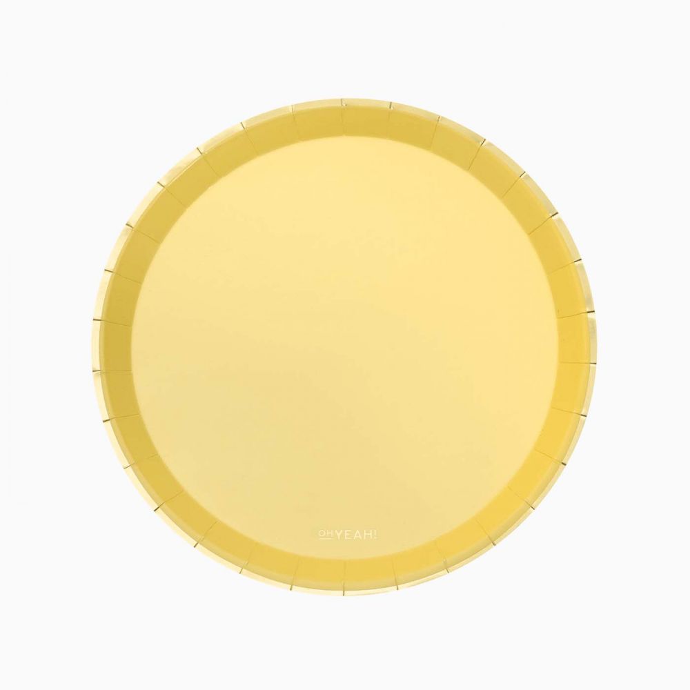 8 assiettes jaune"liseret doré" - 20,5 cm