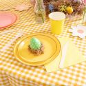 8 assiettes jaune"liseret doré" - 20,5 cm