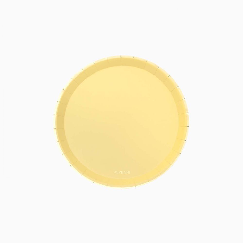 10 assiettes jaune "liseret doré" - 17 cm