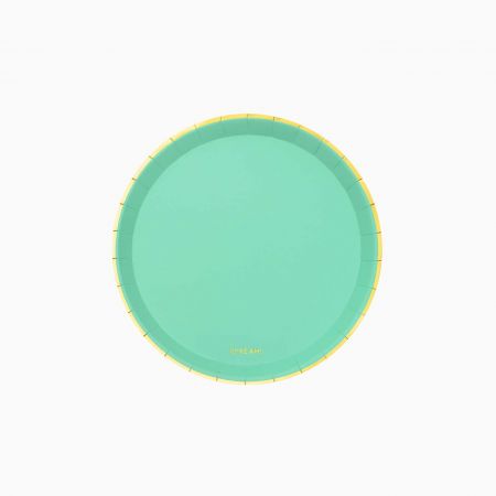 10 assiettes menthe liseret doré" - 17 cm