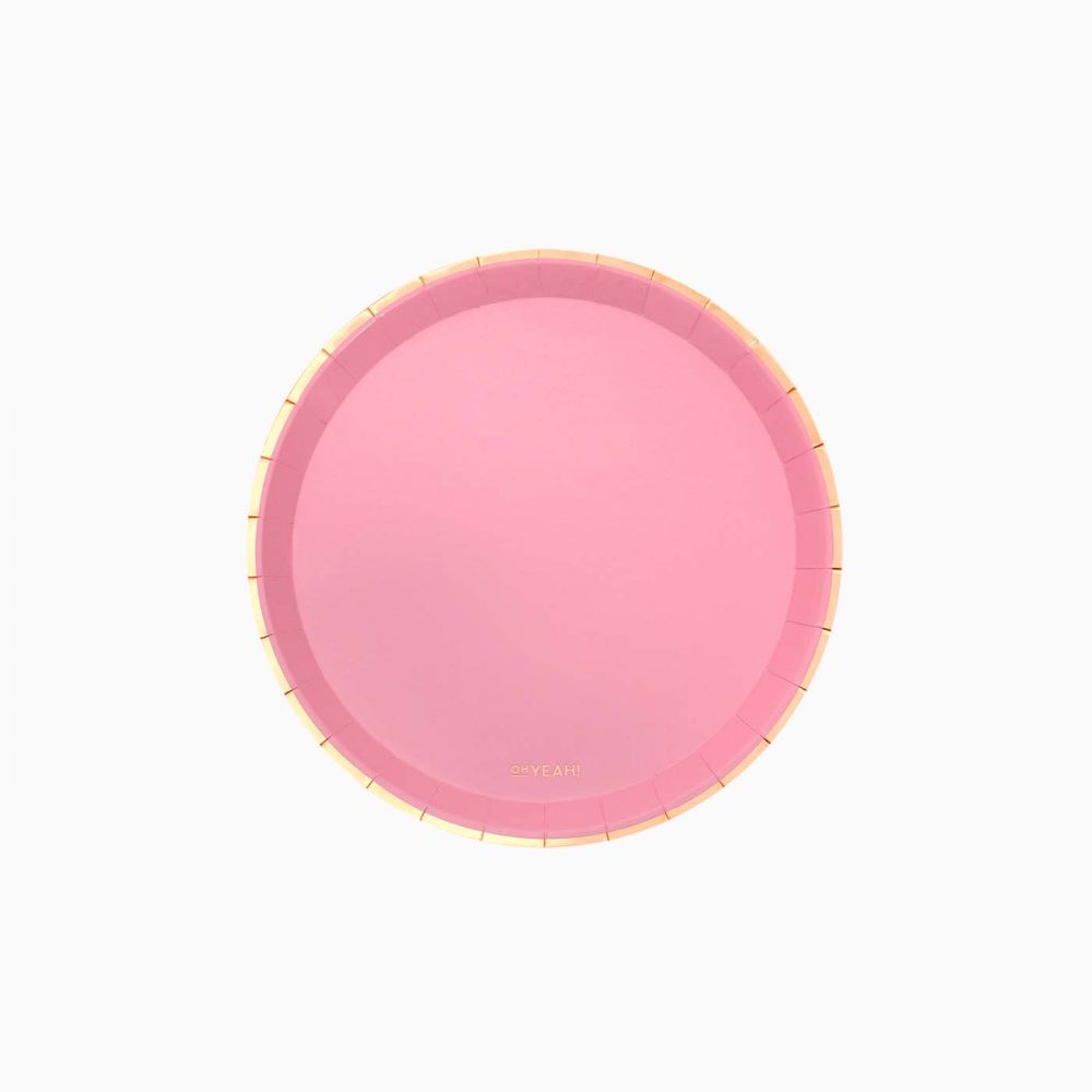 10 assiettes rose "liseret doré" - 17 cm