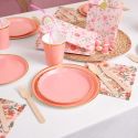 10 assiettes rose "liseret doré" - 17 cm