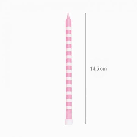 12 bougies colorées "rayures" extra Longues