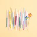 12 bougies colorées "rayures" extra Longues
