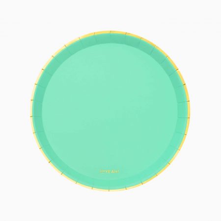 8 assiettes menthe liseret doré" - 20,5 cm