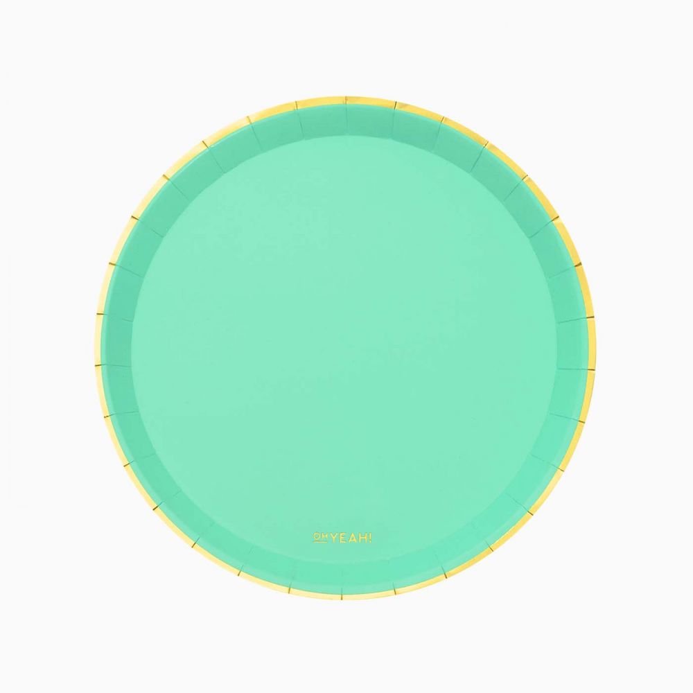 8 assiettes menthe liseret doré" - 20,5 cm