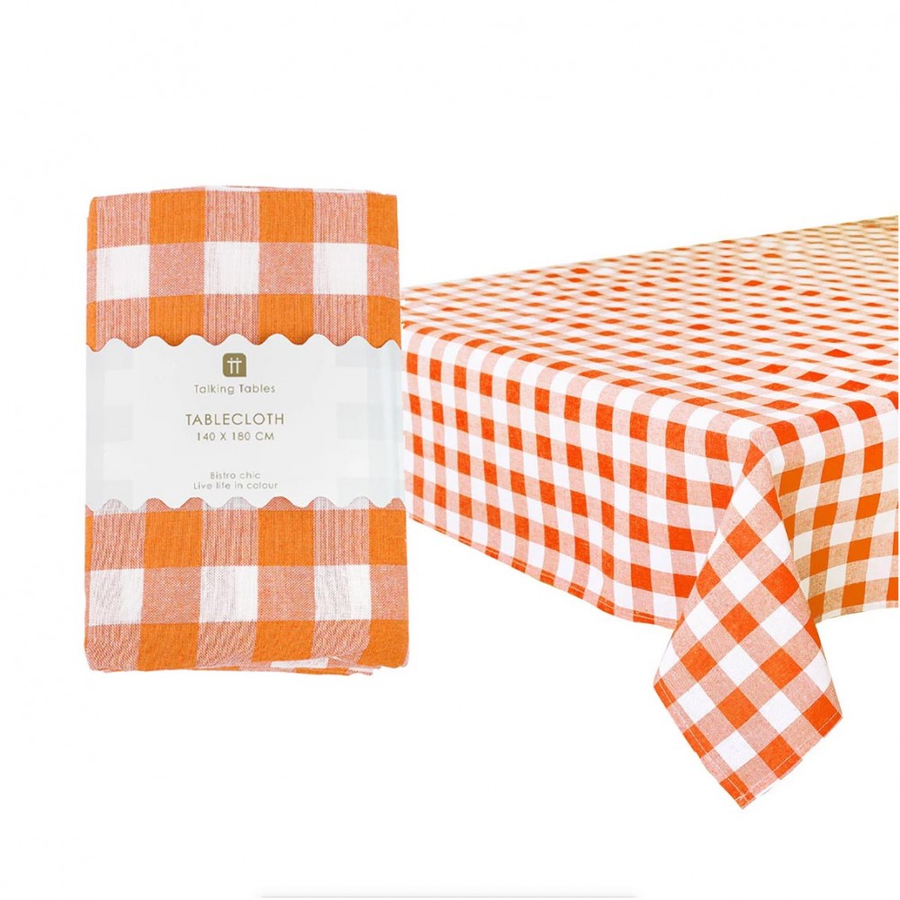 Nappe en coton à carreaux "orange" - 180 cm