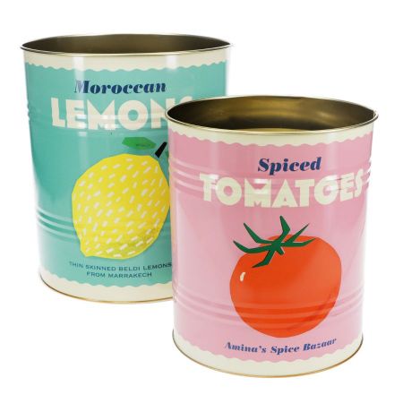 Lot de 2 boîtes déco "conserve Lemon & Tomato" - Taille grande
