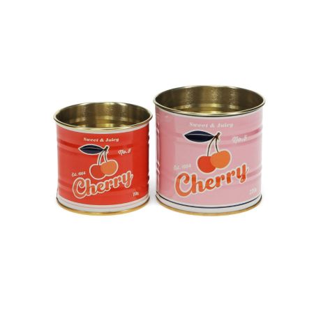 Lot de 2 boîtes déco "conserve Cerise" - Taille petite