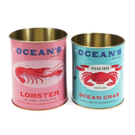 Lot de 2 boîtes déco "conserve Océan" - Taille moyenne