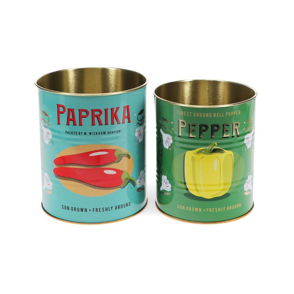 Lot de 2 boîtes déco "conserve Paprika & Pepper" - Taille moyenne