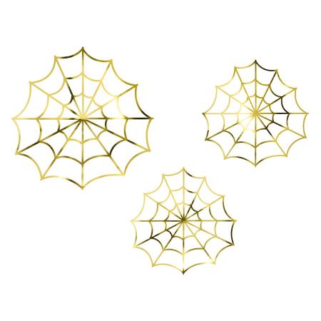 Lot de 3 toiles d'araignées dorées
