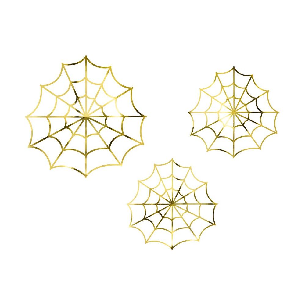 Lot de 3 toiles d'araignées dorées