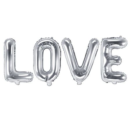 Ballons lettres "LOVE" argentées - 140 cm