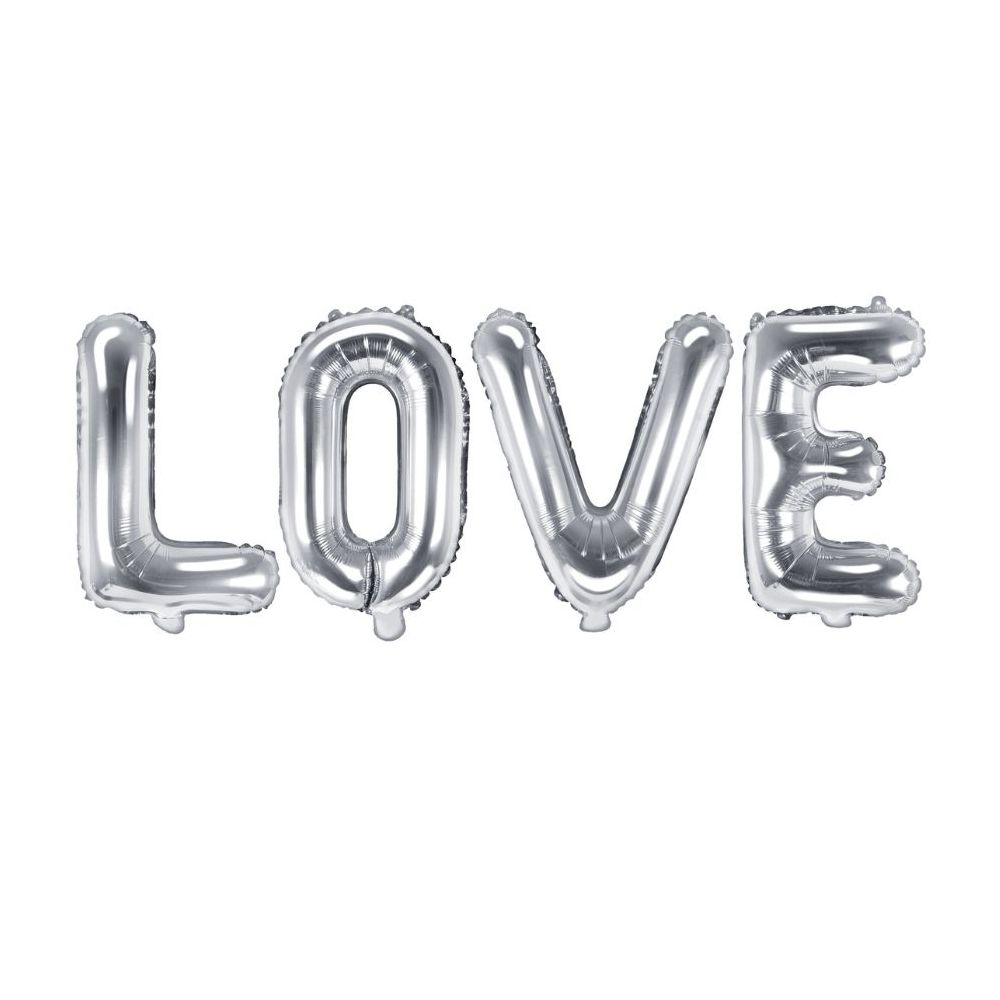 Ballons lettres "LOVE" argentées - 140 cm