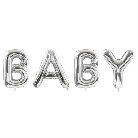 Ballons lettres géantes "BABY" argentées - 260 cm