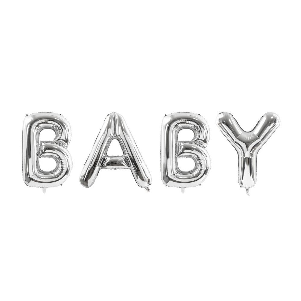 Ballons lettres géantes "BABY" argentées - 260 cm