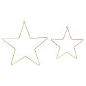 Lot de 2 étoiles en métal doré - 20 et 28 cm