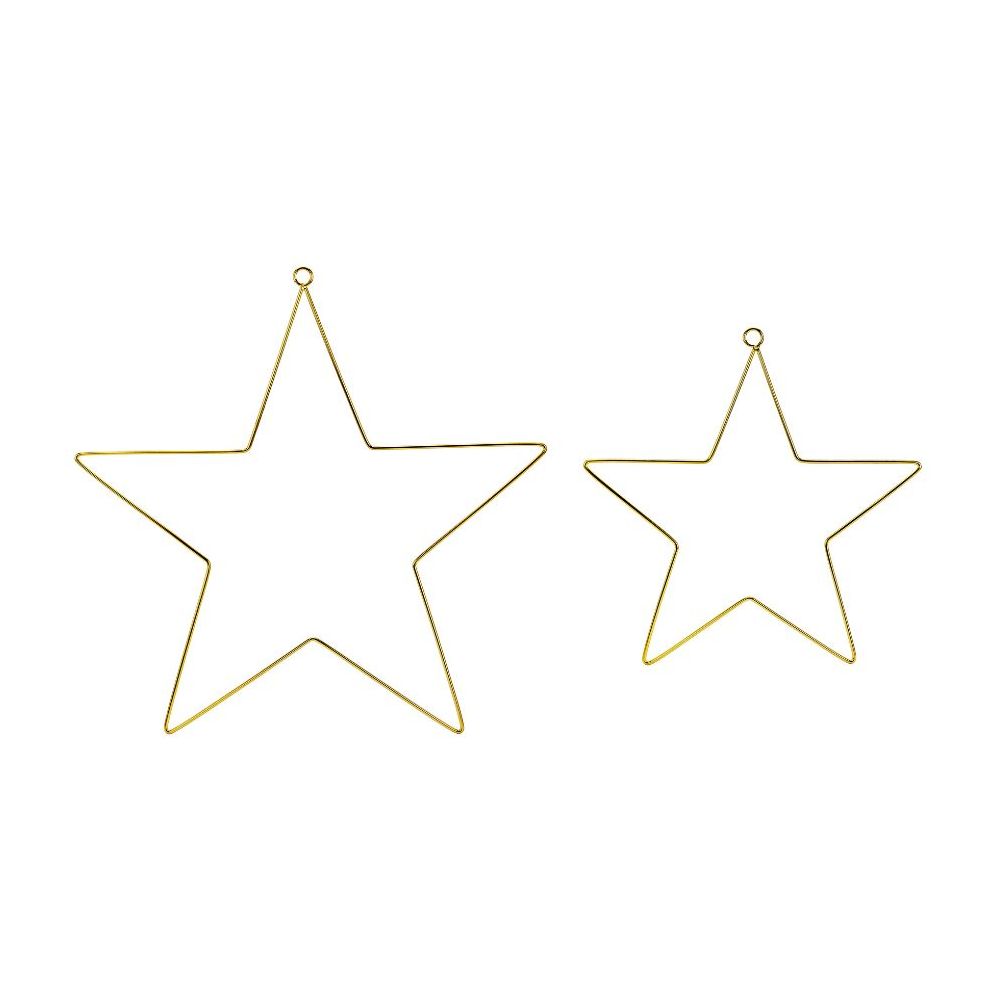Lot de 2 étoiles en métal doré - 20 et 28 cm