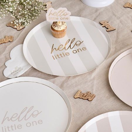 8 assiettes "Baby shower nuage"
