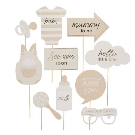 Lot de 10 accessoires photobooth "Baby shower nuage"