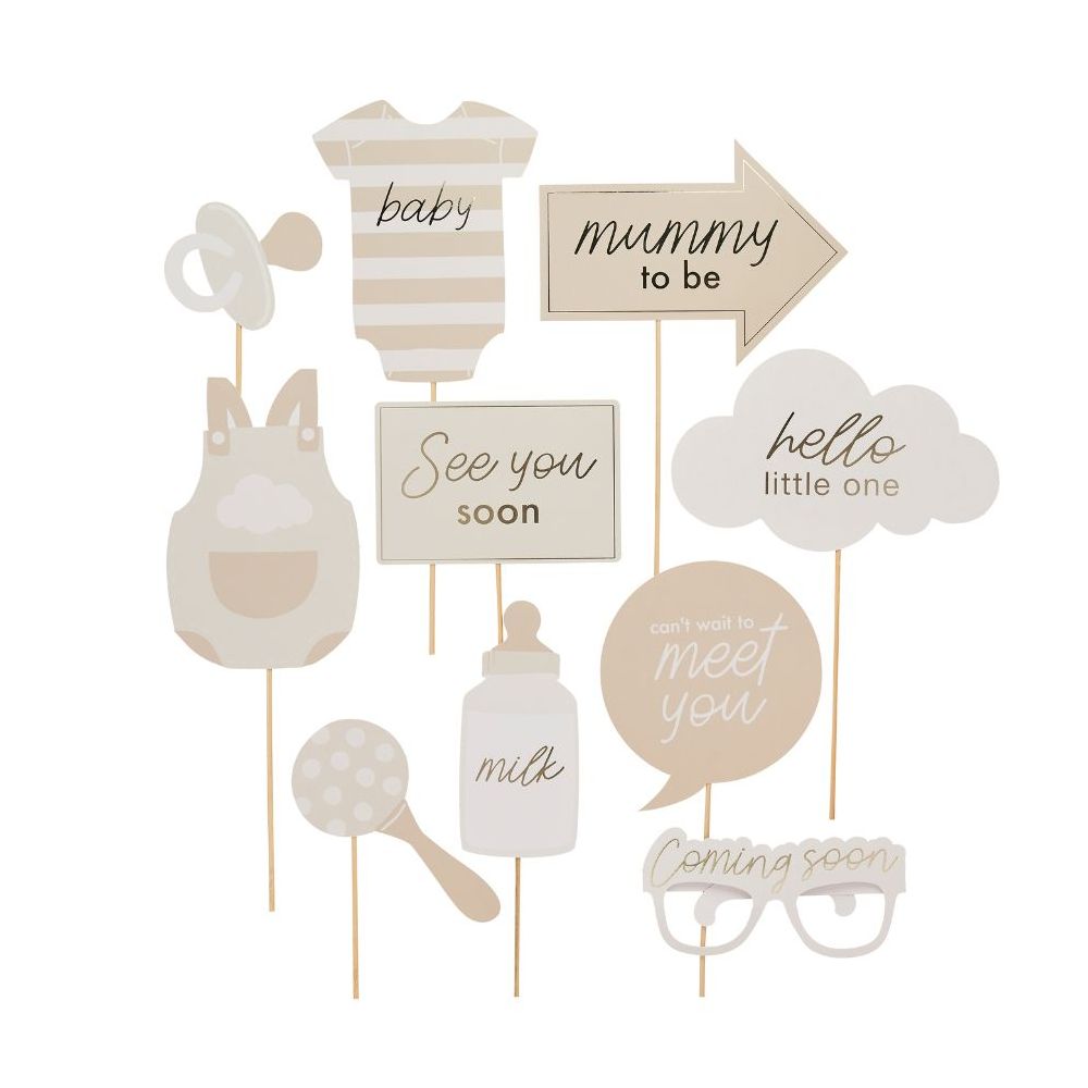 Lot de 10 accessoires photobooth "Baby shower nuage"