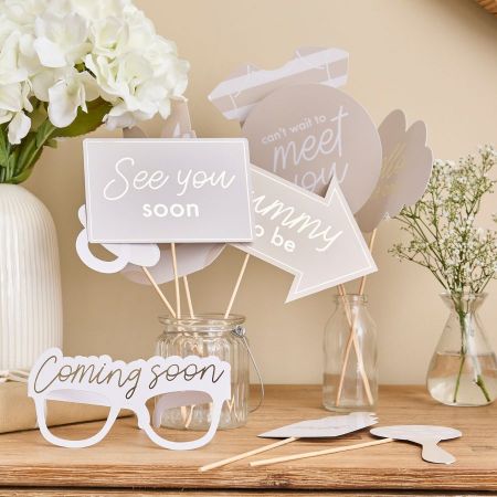 Lot de 10 accessoires photobooth "Baby shower nuage"