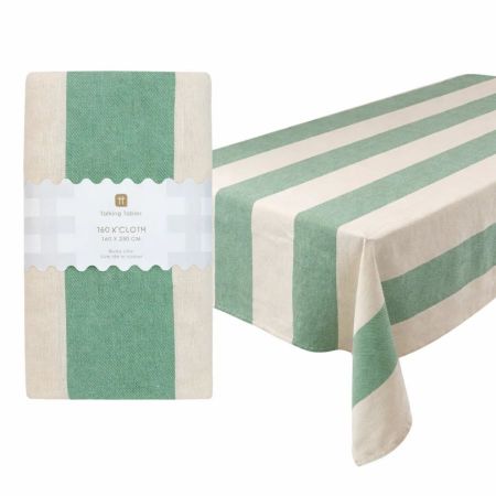 Nappe en coton à rayures XL "green" - 250 cm