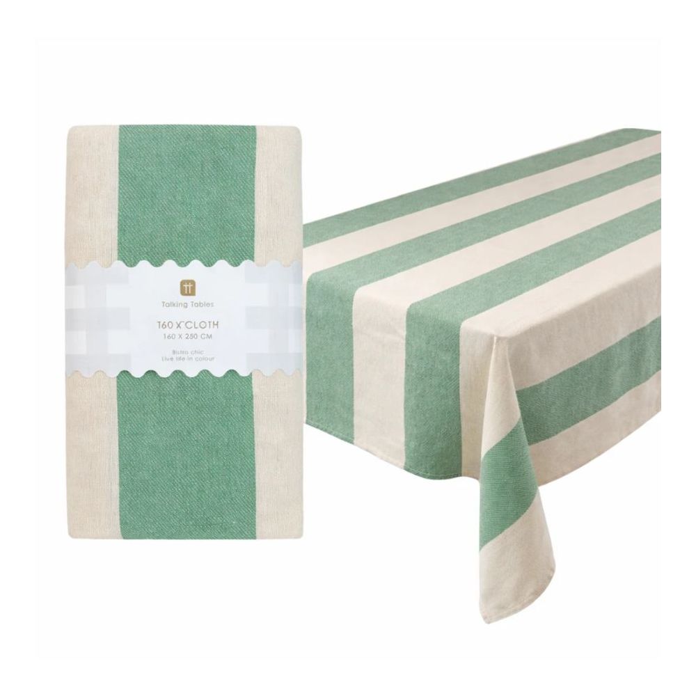 Nappe en coton à rayures XL "green" - 250 cm