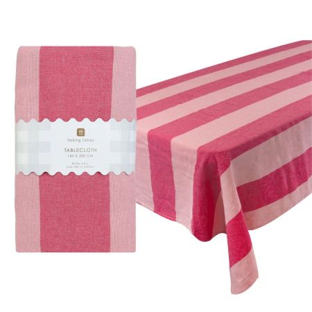 Nappe en coton à rayures XL "pink" - 250 cm