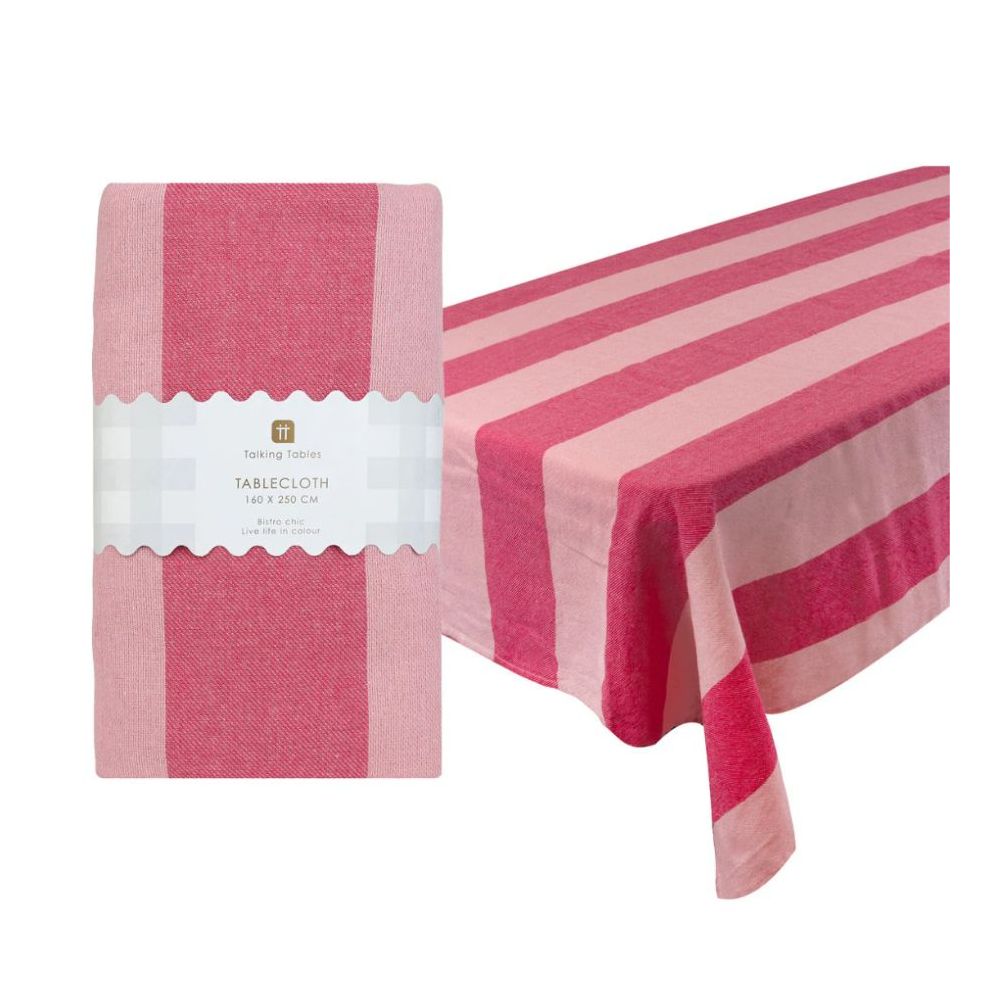 Nappe en coton à rayures XL "pink" - 250 cm