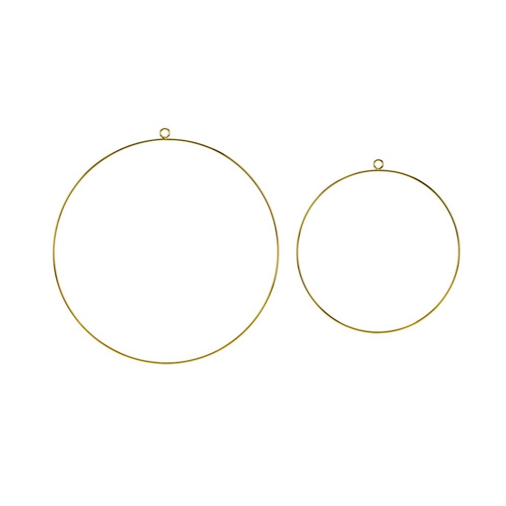 Lot de 2 cercles  en métal doré - 20 et 28 cm