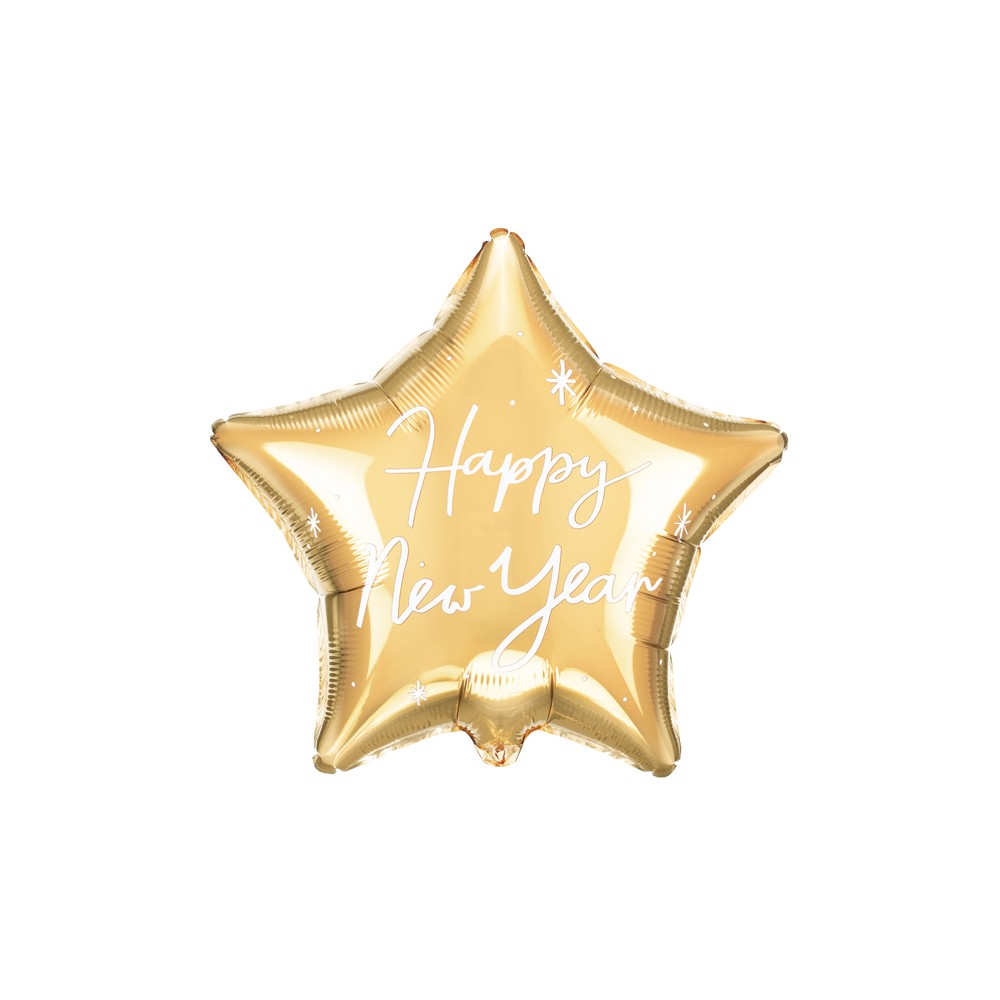Ballon aluminium étoile dorée "happy new year"