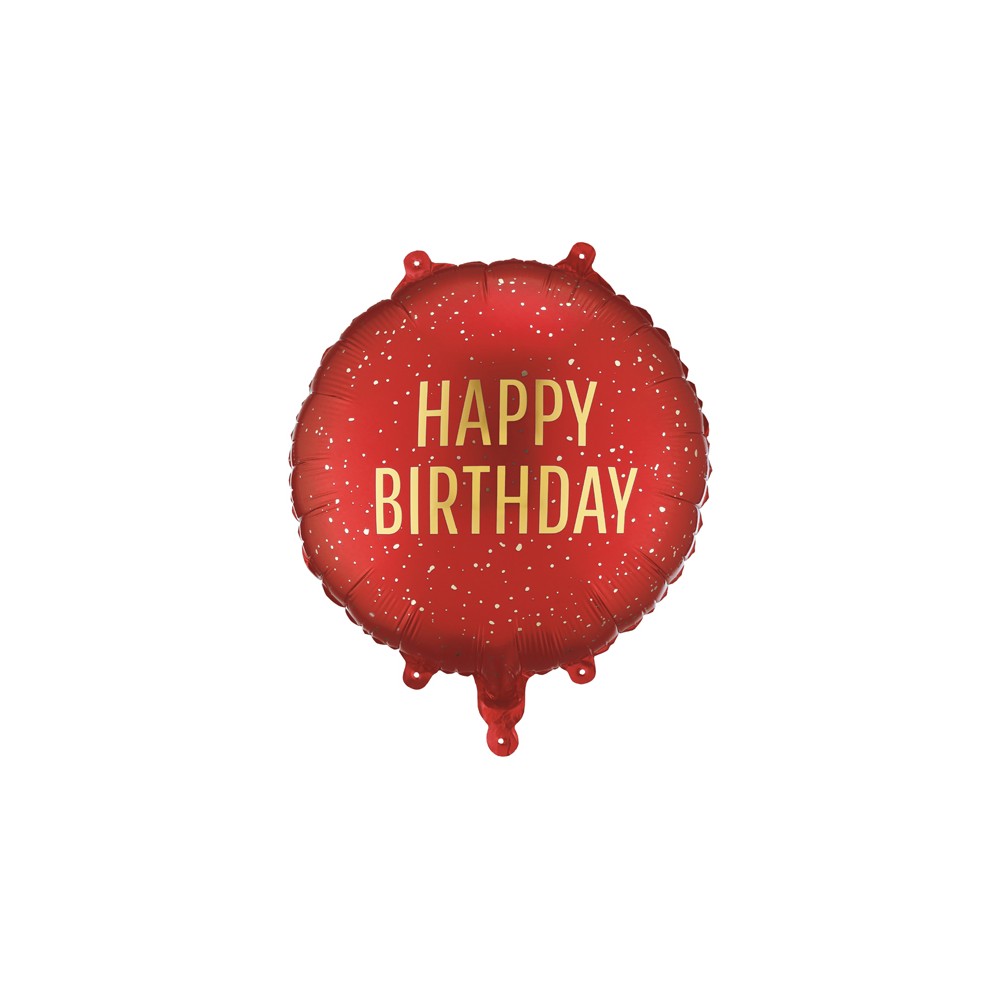 Ballon aluminium rond rouge ''Happy Birthday''
