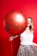Ballon aluminium rond rouge ''Happy Birthday''