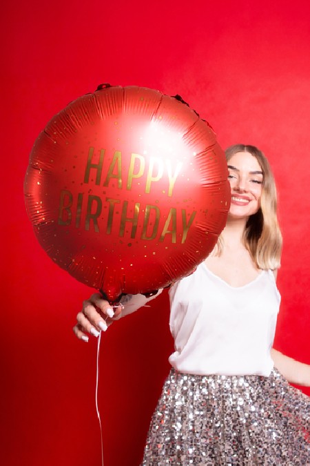 Ballon aluminium rond rouge...