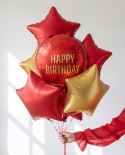 Ballon aluminium rond rouge ''Happy Birthday''