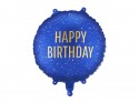 Ballon aluminium rond bleu ''Happy Birthday''
