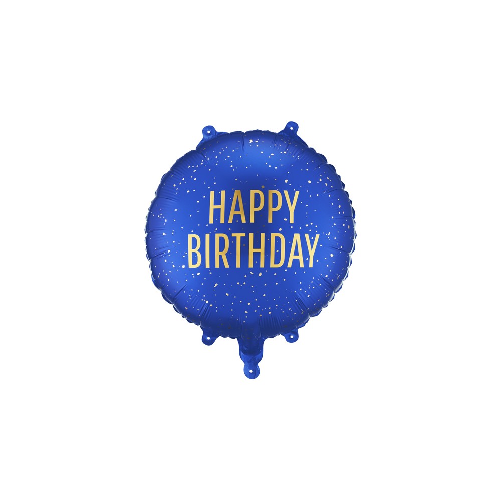 Ballon aluminium rond bleu ''Happy Birthday''