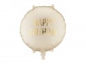 Ballon aluminium rond crème ''Happy Birthday''