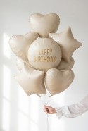 Ballon aluminium rond crème ''Happy Birthday''