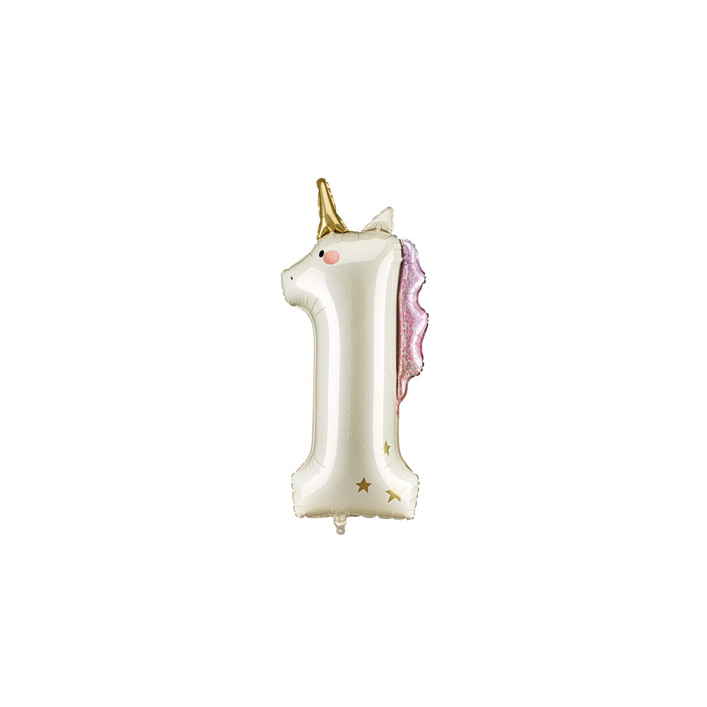 Ballon aluminium chiffre ''1'' Licorne