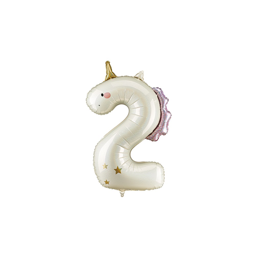 Ballon aluminium chiffre ''2'' Licorne