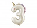 Ballon aluminium chiffre ''3'' Licorne